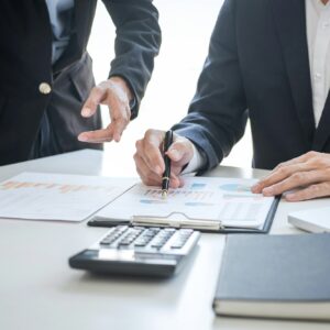 business colleagues consultation and discussion marketing plan meeting concept of financial report